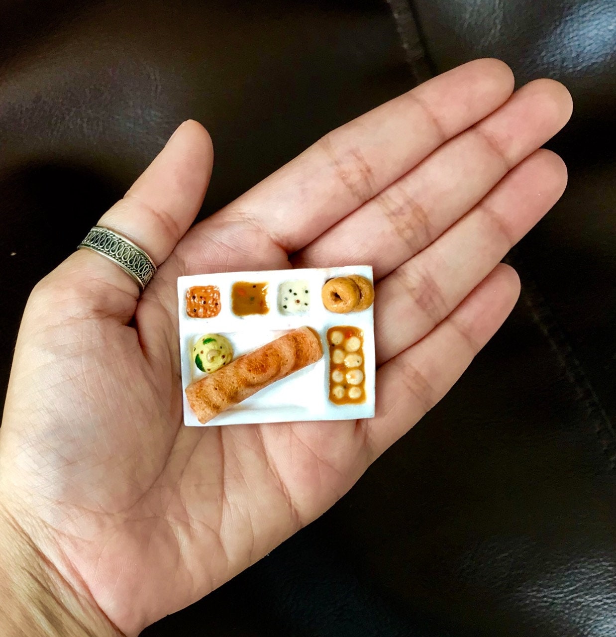Indian Food Miniature Fridge Magnet, Dollhouse food, Miniature South Indian Breakfast Thali, 1:12 Scale