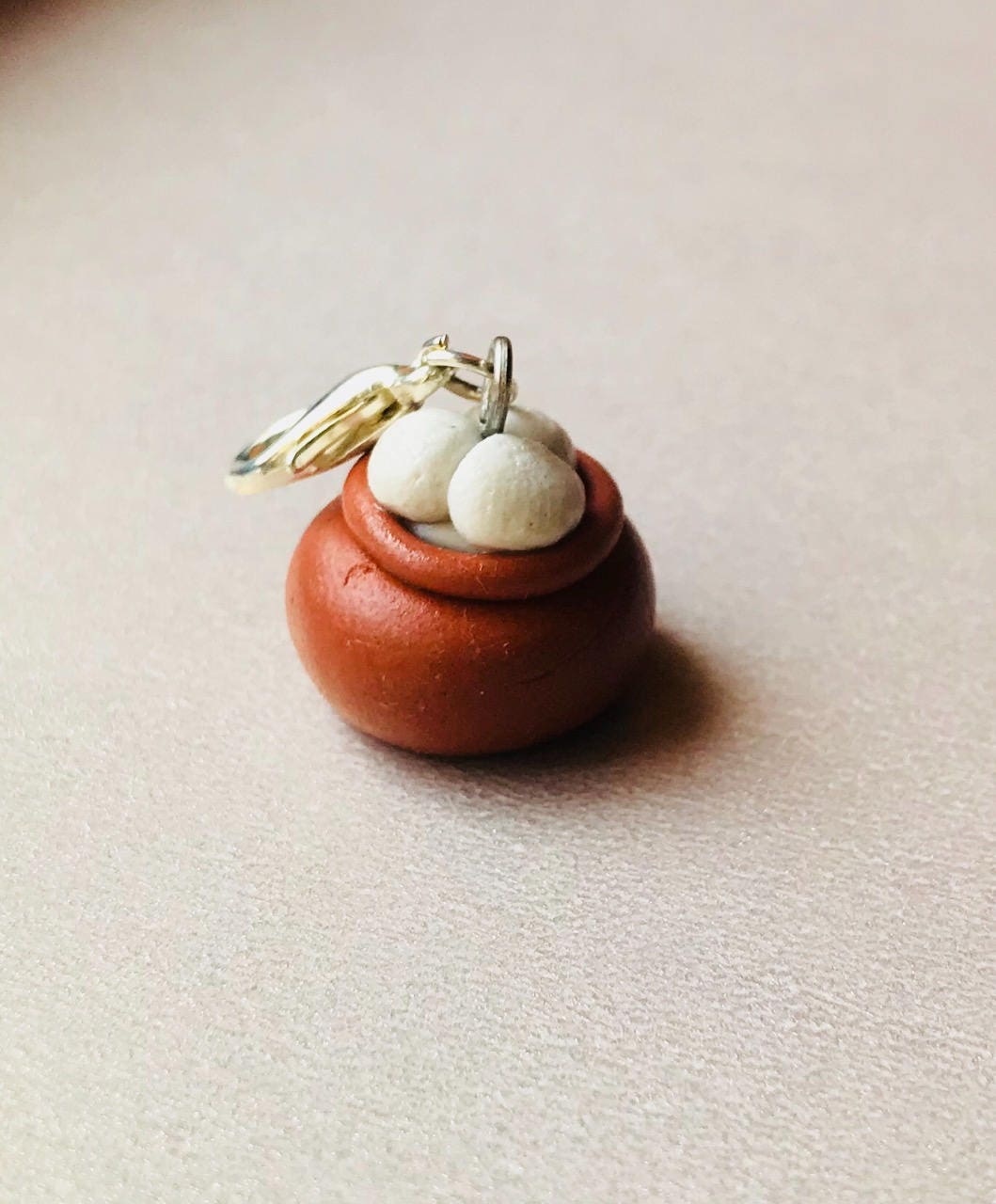 Indian Food Miniature Charm, Miniature Rasgulla Charm, Miniature Indian Dessert Charm