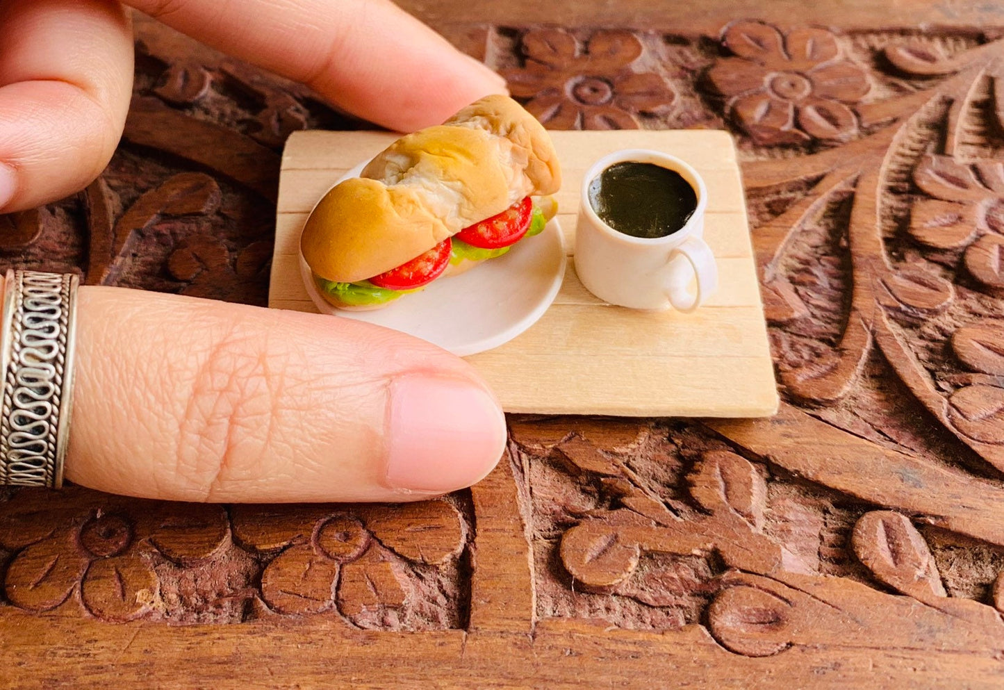 Miniature Sandwich and Coffee Fridge Magnet, Food Magnet, Refrigerator Magnet, Kitchen Magnet, Small Food Magnet, Cute Clay Magnet
