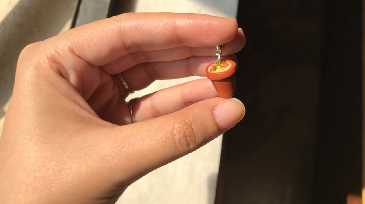 Indian Food Miniature Charm, Miniature Sweet Lassi Charm, Miniature Indian Drink Charm