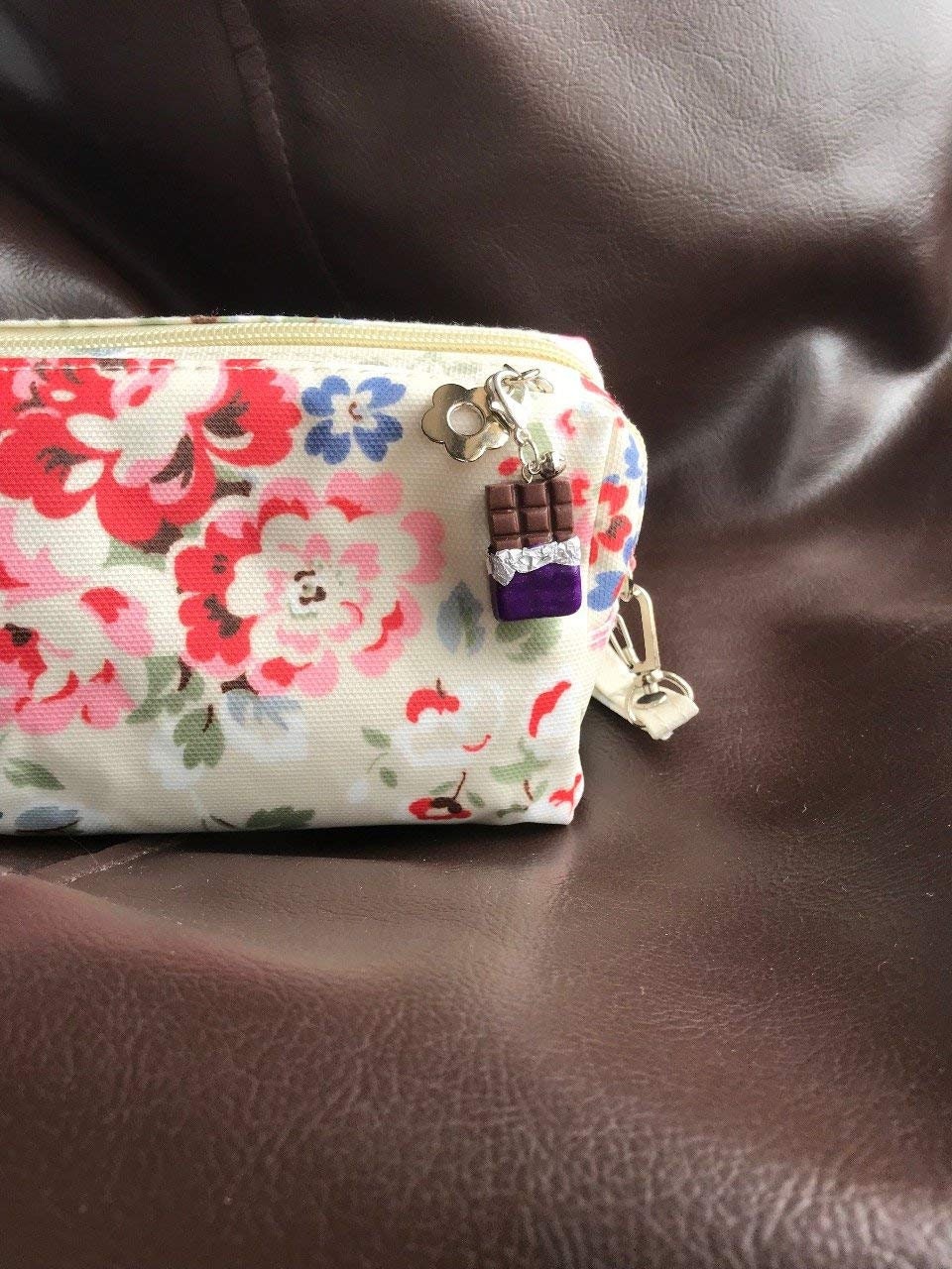Mini Chocolate Bar Bag Charm, polymer clay charm, miniature food charm, planner charm, miniature chocolate bar charm