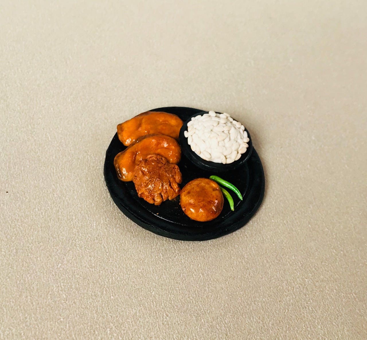 Indian Food Miniature Fridge Magnet, Dollhouse food, Miniature Telebhaja and Muri, 1:12 Scale