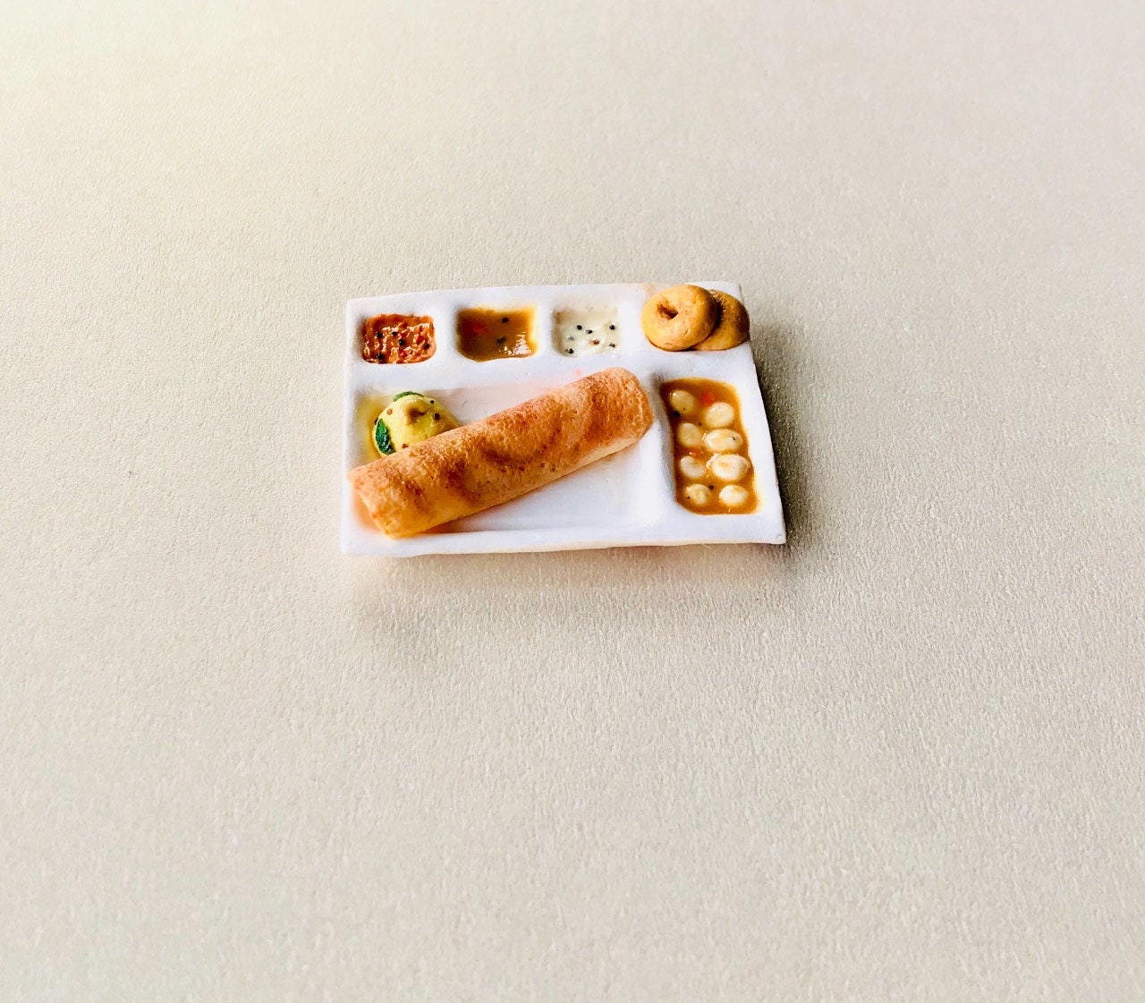 Indian Food Miniature Fridge Magnet, Dollhouse food, Miniature South Indian Breakfast Thali, 1:12 Scale