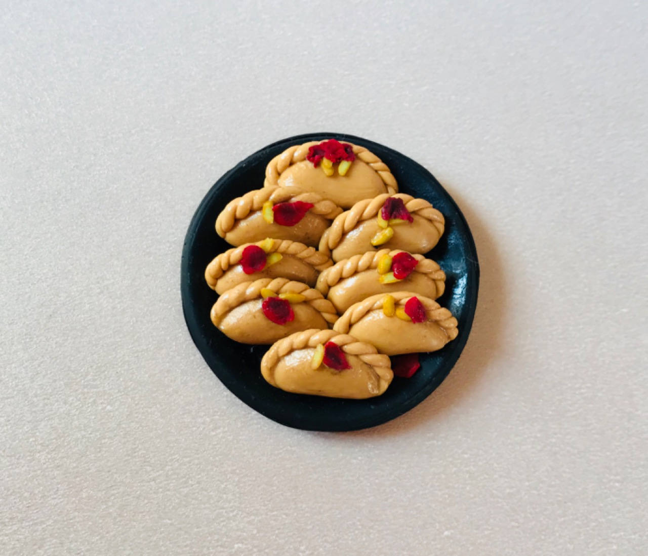 Indian Food Miniature Fridge Magnet, Dollhouse food, Miniature Gujiya, 1:12 Scale