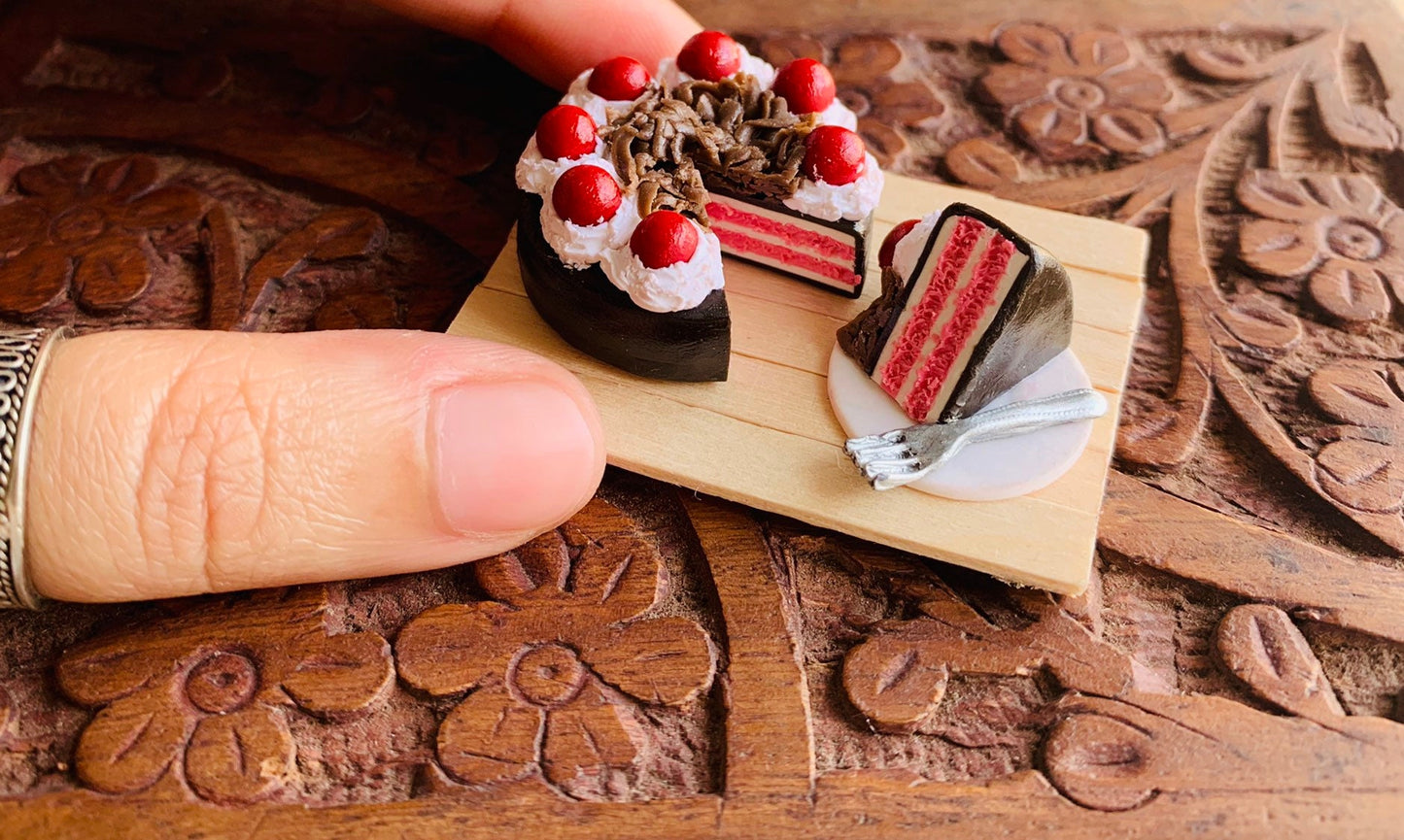 Miniature Black Forest Cake, Refrigerator Magnet, Kitchen Magnet, Small Food Magnet, Cute Clay Magnet