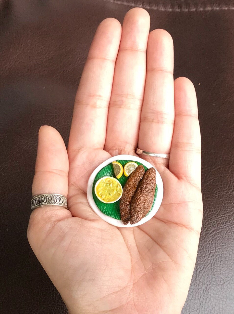 Indian Food Miniature Fridge Magnet, Dollhouse food, Miniature Fish Fry, 1:12 Scale