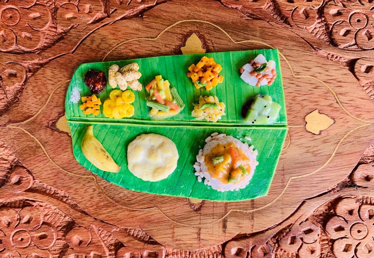 Indian Food Miniature Fridge Magnet, Dollhouse food, Miniature Onam Sadhya, 1:12 Scale