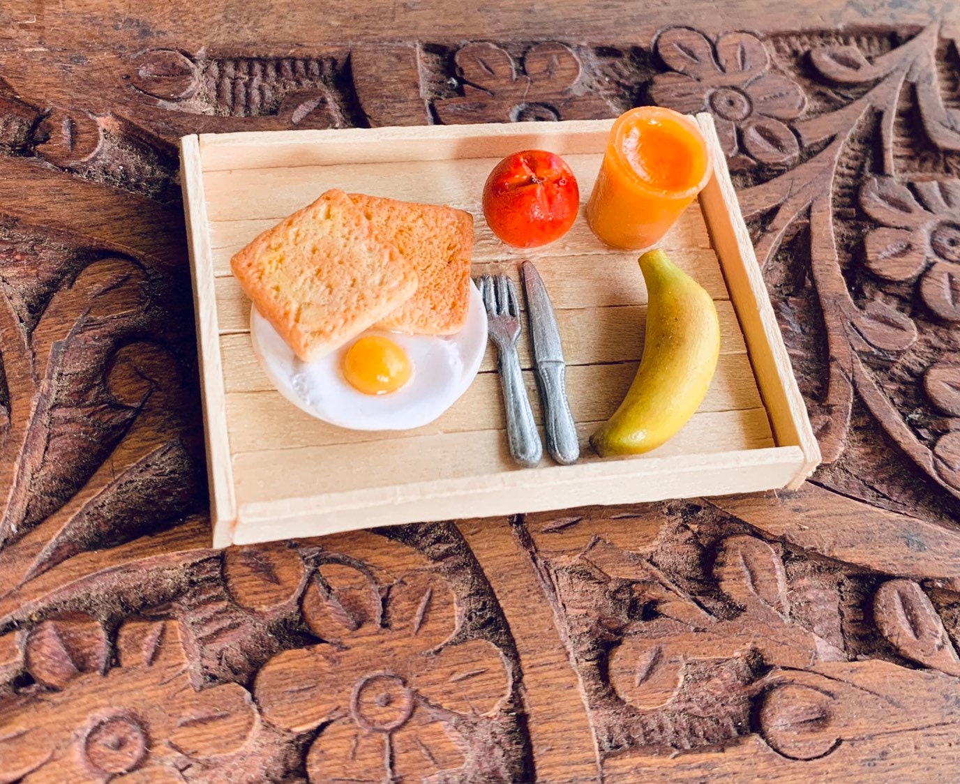 Miniature Breakfast with Juice, Refrigerator Magnet, Kitchen Magnet, Small Food Magnet, Cute Clay Magnet