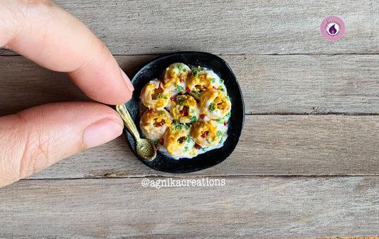 Handmade Dollhouse Food/Fridge Magnet - Miniature Dahi Puri