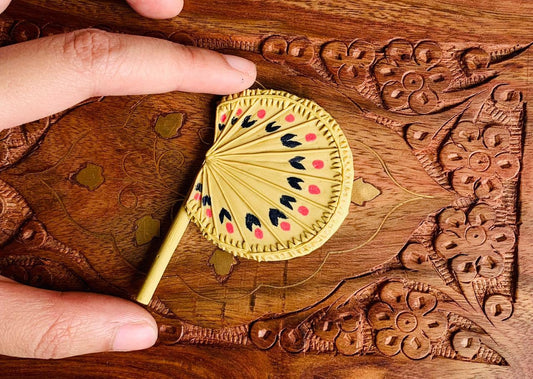 Miniature Fridge Magnet, Dollhouse Miniature, Miniature Haathpakha (Traditional Bengali Hand Fan), 1:12 Scale