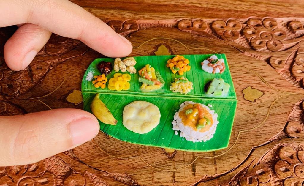 Indian Food Miniature Fridge Magnet, Dollhouse food, Miniature Onam Sadhya, 1:12 Scale