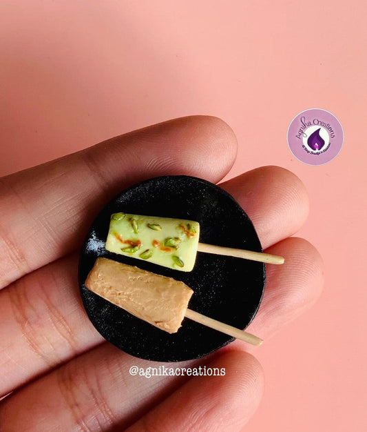 Indian Food Miniature Fridge Magnet, Dollhouse food, Miniature Kulfis, 1:12 Scale