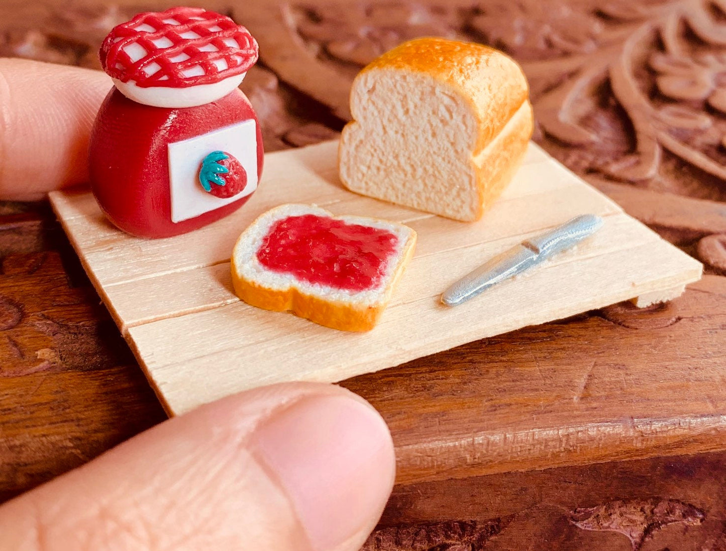 Miniature Bread & Jam, Refrigerator Magnet, Kitchen Magnet, Small Food Magnet, Cute Clay Magnet
