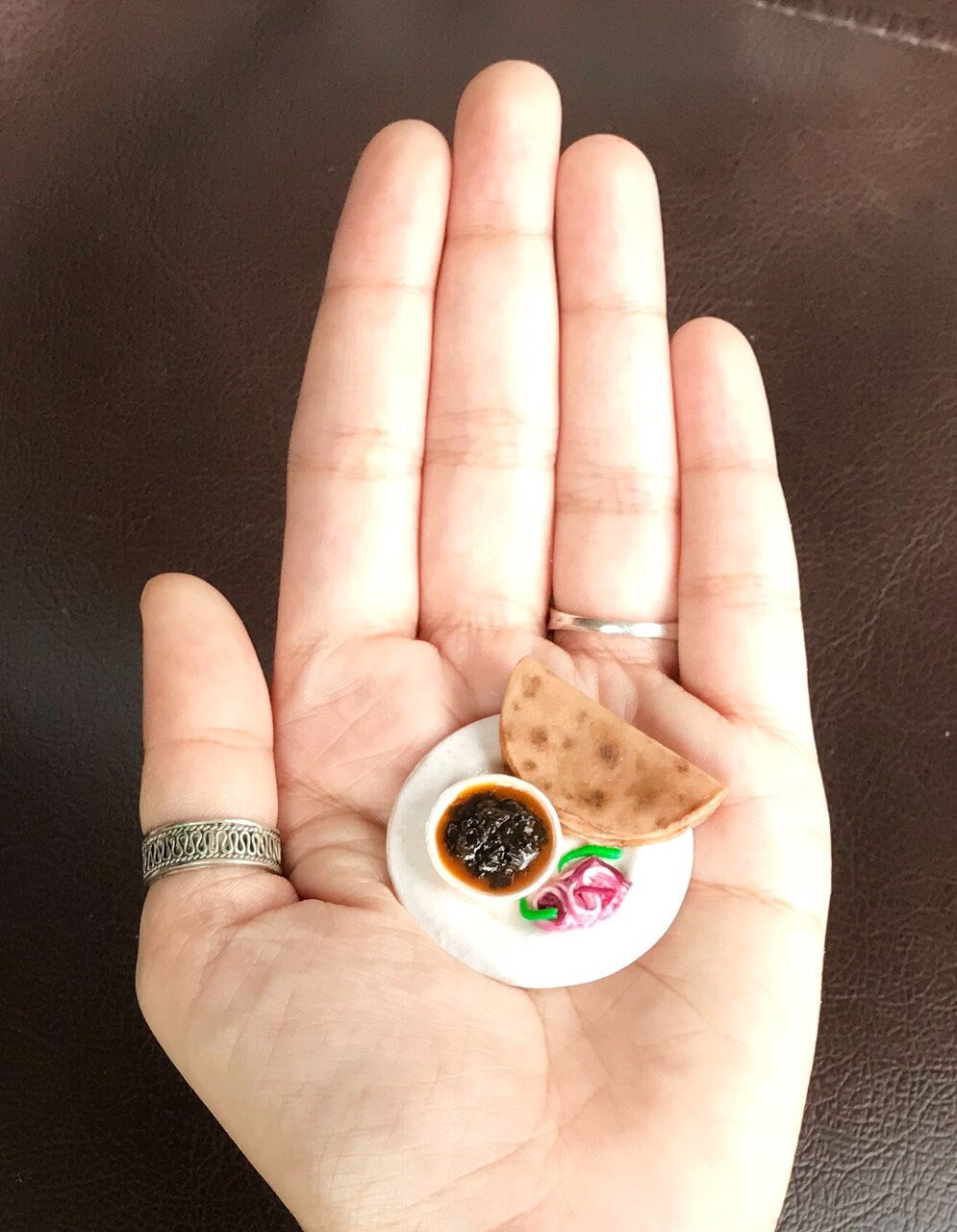 Indian Food Miniature Fridge Magnet, Dollhouse food, Miniature Kosha Mangsho and Paratha, 1:12 Scale