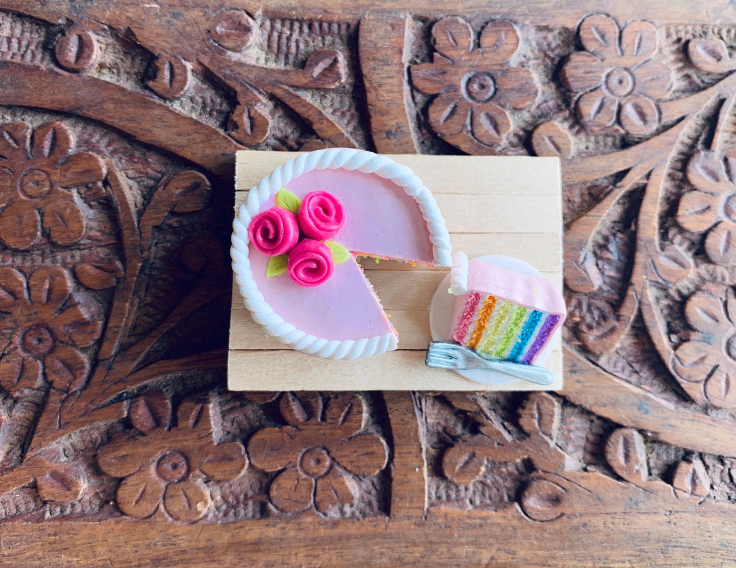Miniature Rainbow Cake, Refrigerator Magnet, Kitchen Magnet, Small Food Magnet, Cute Clay Magnet