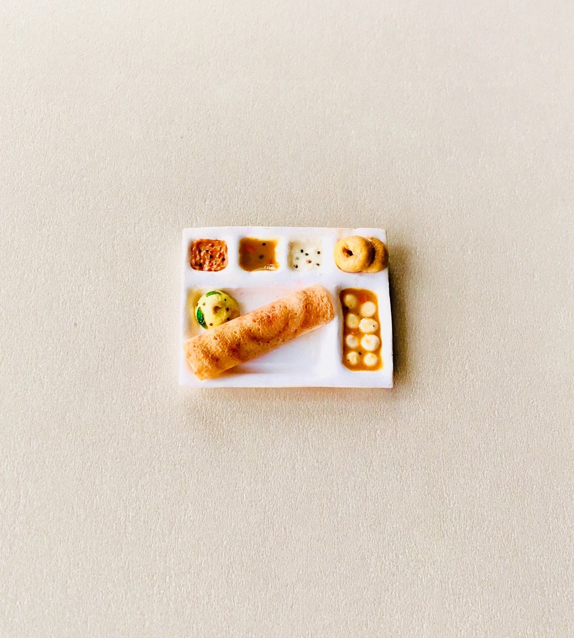 Indian Food Miniature Fridge Magnet, Dollhouse food, Miniature South Indian Breakfast Thali, 1:12 Scale