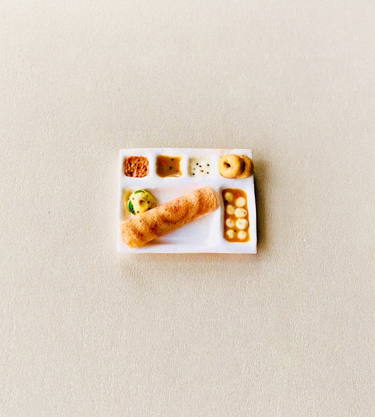 Indian Food Miniature Fridge Magnet, Dollhouse food, Miniature South Indian Breakfast Thali, 1:12 Scale
