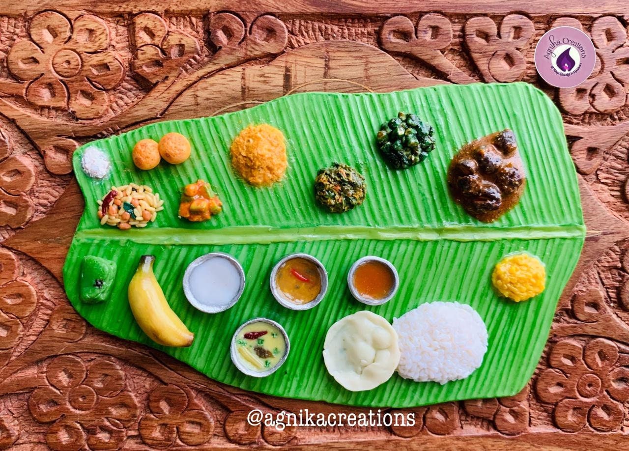 Indian Food Miniature Fridge Magnet, Dollhouse food, Andhra Thali Miniature, 1:12 Scale