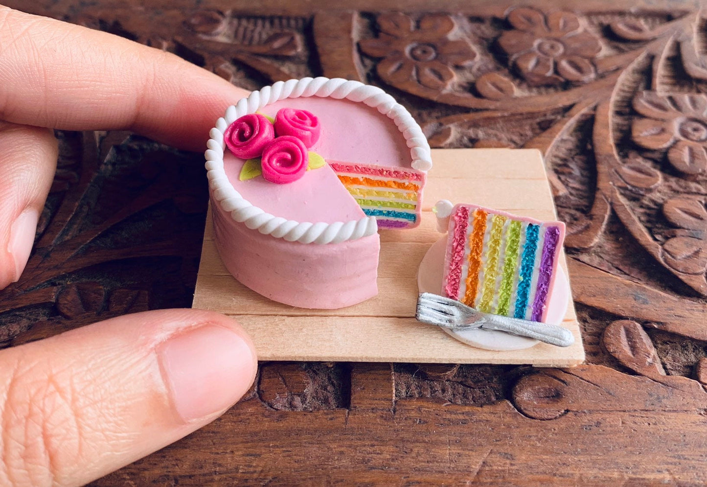Miniature Rainbow Cake, Refrigerator Magnet, Kitchen Magnet, Small Food Magnet, Cute Clay Magnet