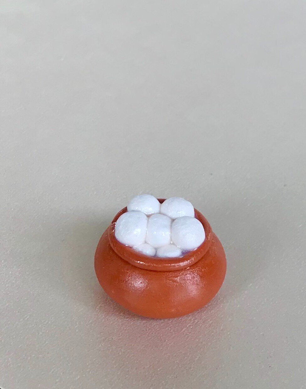 Indian Food Miniature Fridge Magnet, Dollhouse food, Miniature Rasgullas in Earthen Pot, 1:12 Scale