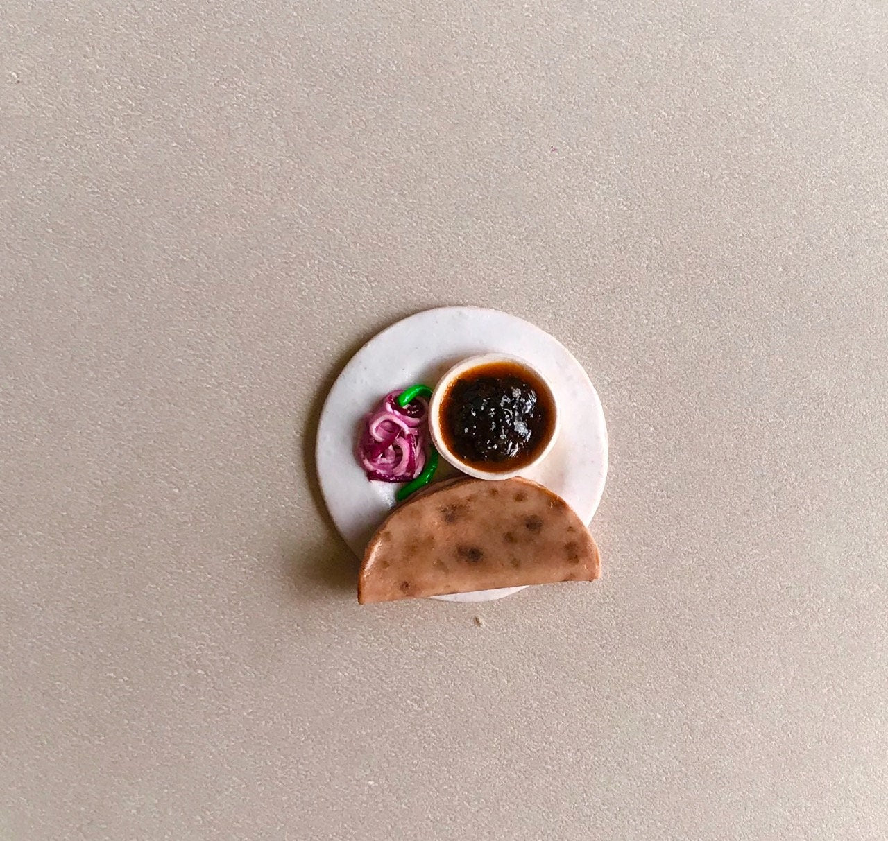 Indian Food Miniature Fridge Magnet, Dollhouse food, Miniature Kosha Mangsho and Paratha, 1:12 Scale