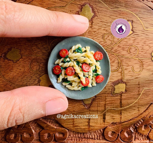 Handmade Food Fridge Magnet, Dollhouse Food, Miniature Pasta Dish, 1:12 Scale