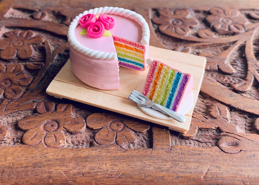 Miniature Rainbow Cake, Refrigerator Magnet, Kitchen Magnet, Small Food Magnet, Cute Clay Magnet