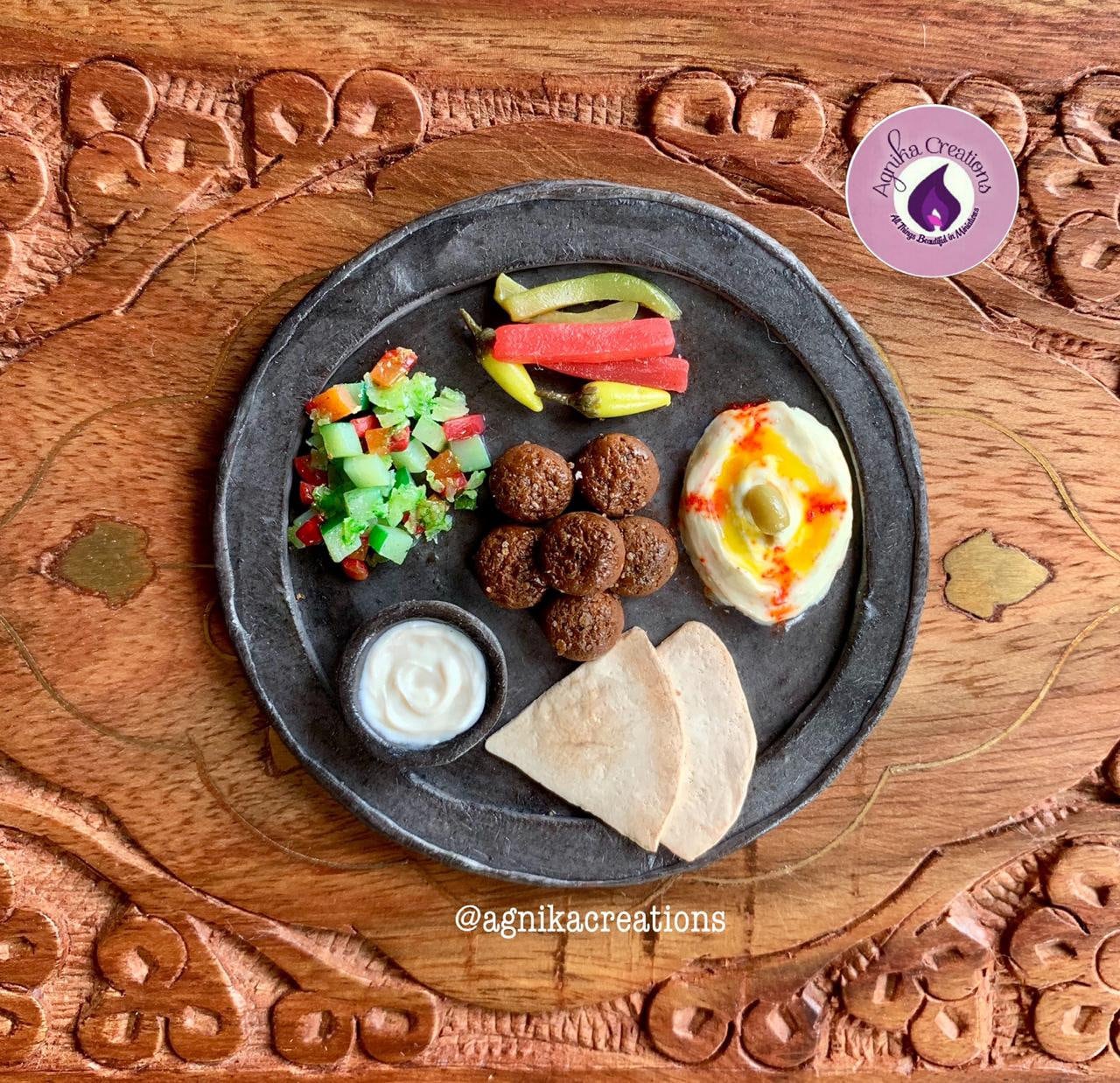 Handmade Dollhouse Food/Miniature Food Fridge Magnet, Miniature Falafel Platter, 1:12 Scale