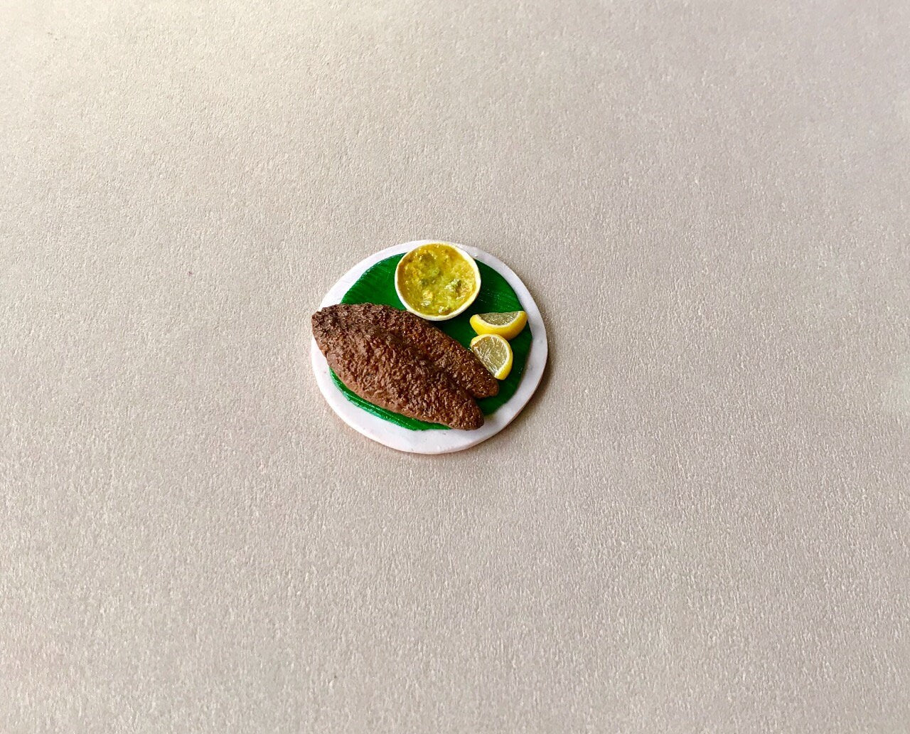 Indian Food Miniature Fridge Magnet, Dollhouse food, Miniature Fish Fry, 1:12 Scale