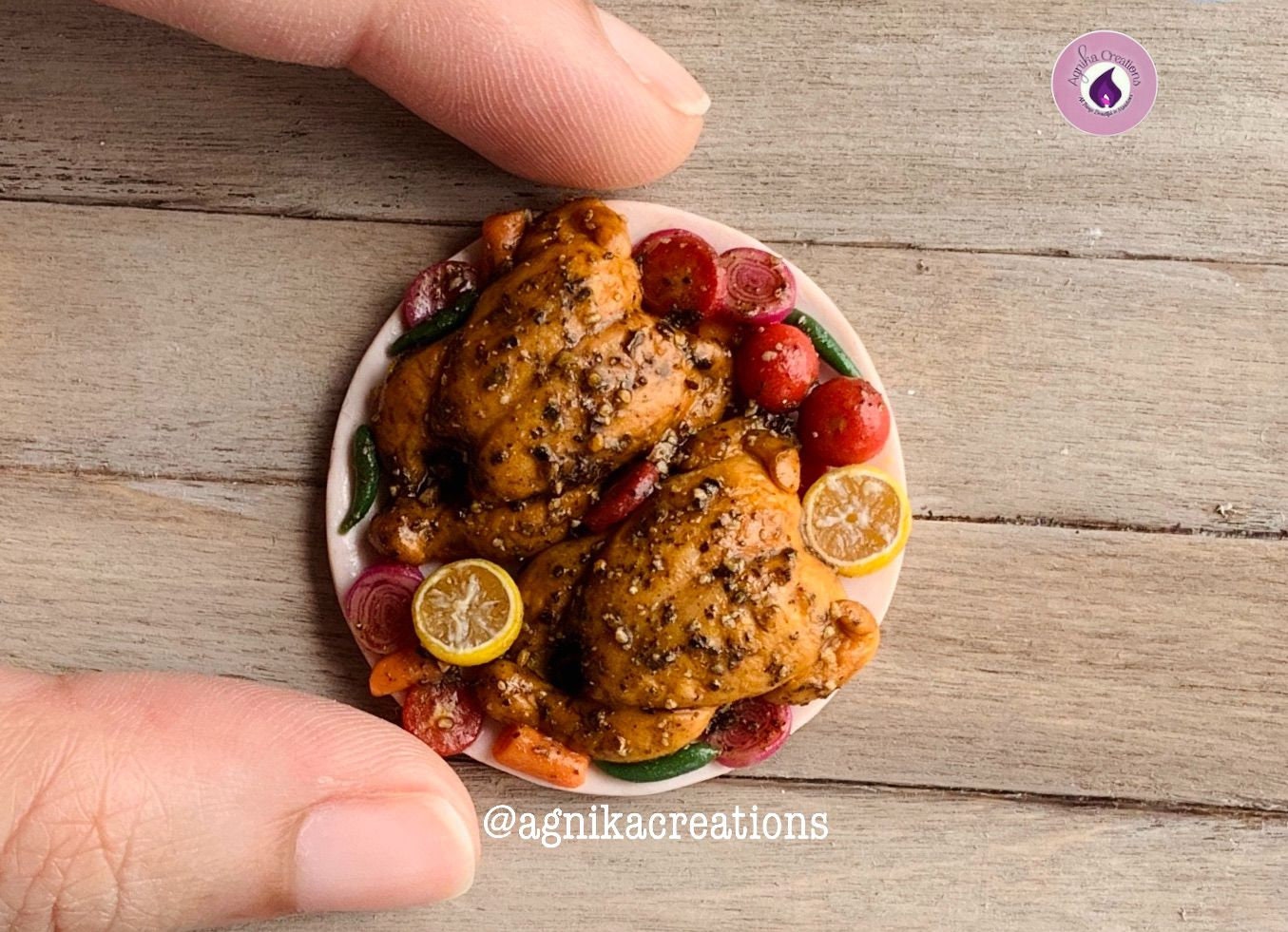 Handmade Dollhouse Food/Fridge Magnet - Miniature Roast Chicken