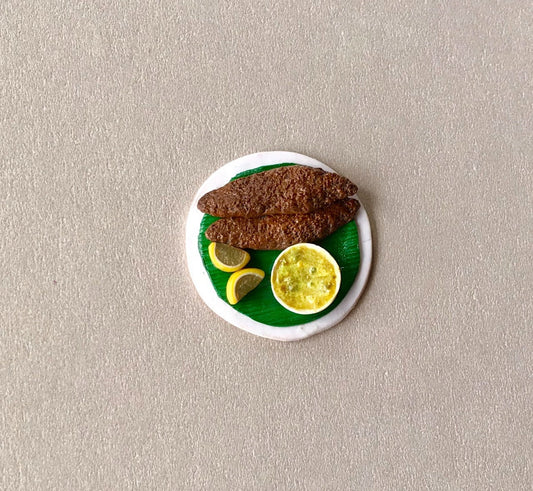 Indian Food Miniature Fridge Magnet, Dollhouse food, Miniature Fish Fry, 1:12 Scale
