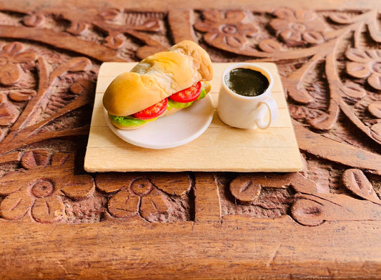 Miniature Sandwich and Coffee Fridge Magnet, Food Magnet, Refrigerator Magnet, Kitchen Magnet, Small Food Magnet, Cute Clay Magnet
