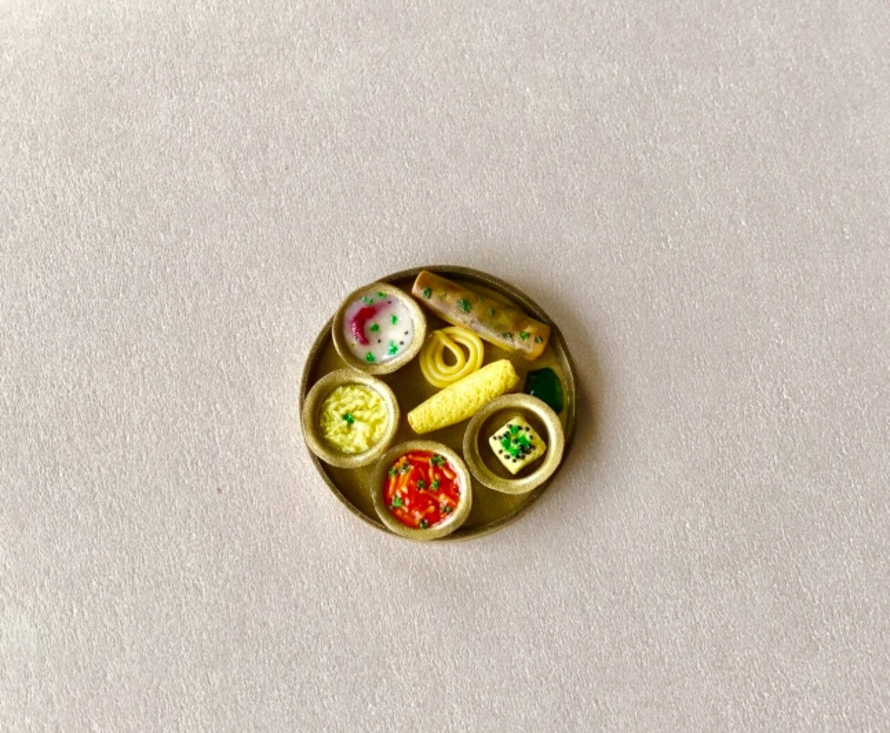 Indian Food Miniature Fridge Magnet, Dollhouse food, Miniature Gujarati Thali, 1:12 Scale
