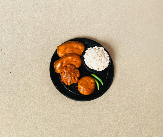 Indian Food Miniature Fridge Magnet, Dollhouse food, Miniature Telebhaja and Muri, 1:12 Scale
