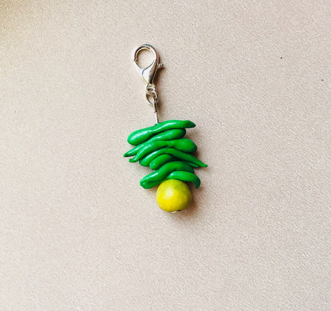 Indian Food Miniature Charm, Nimbu Mirchi Charm, Miniature Food Charm, Miniature Evil Eye Charm