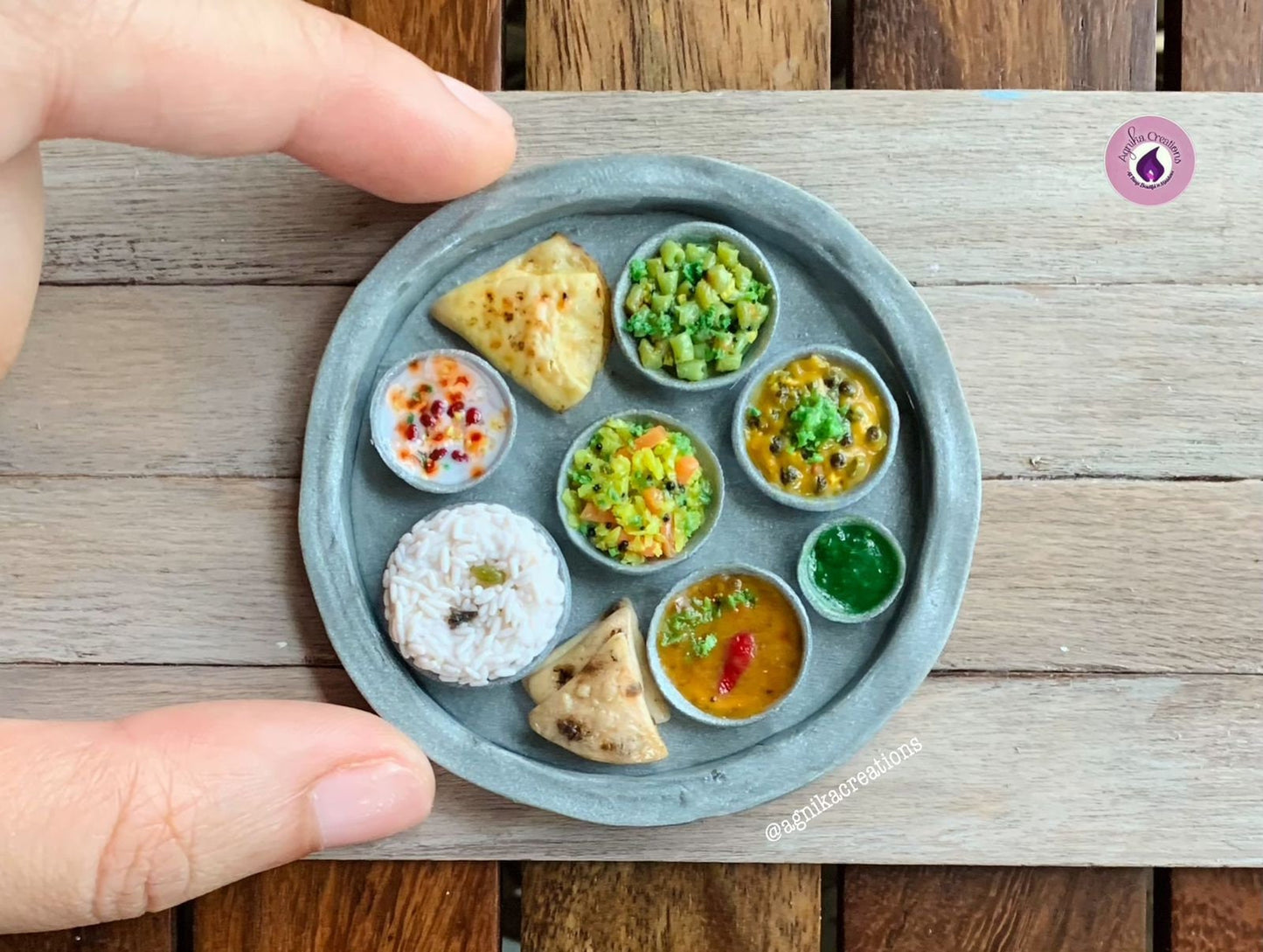 Indian Food Miniature Fridge Magnet, Dollhouse food, Gujarati Thali Miniature, 1:12 Scale, Platter, Desi Thali, Indian Cuisine