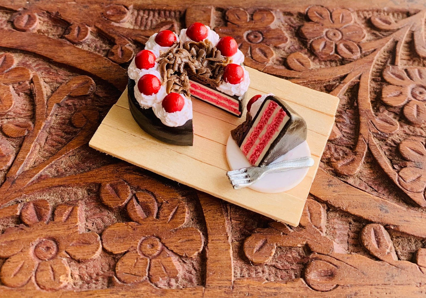 Miniature Black Forest Cake, Refrigerator Magnet, Kitchen Magnet, Small Food Magnet, Cute Clay Magnet