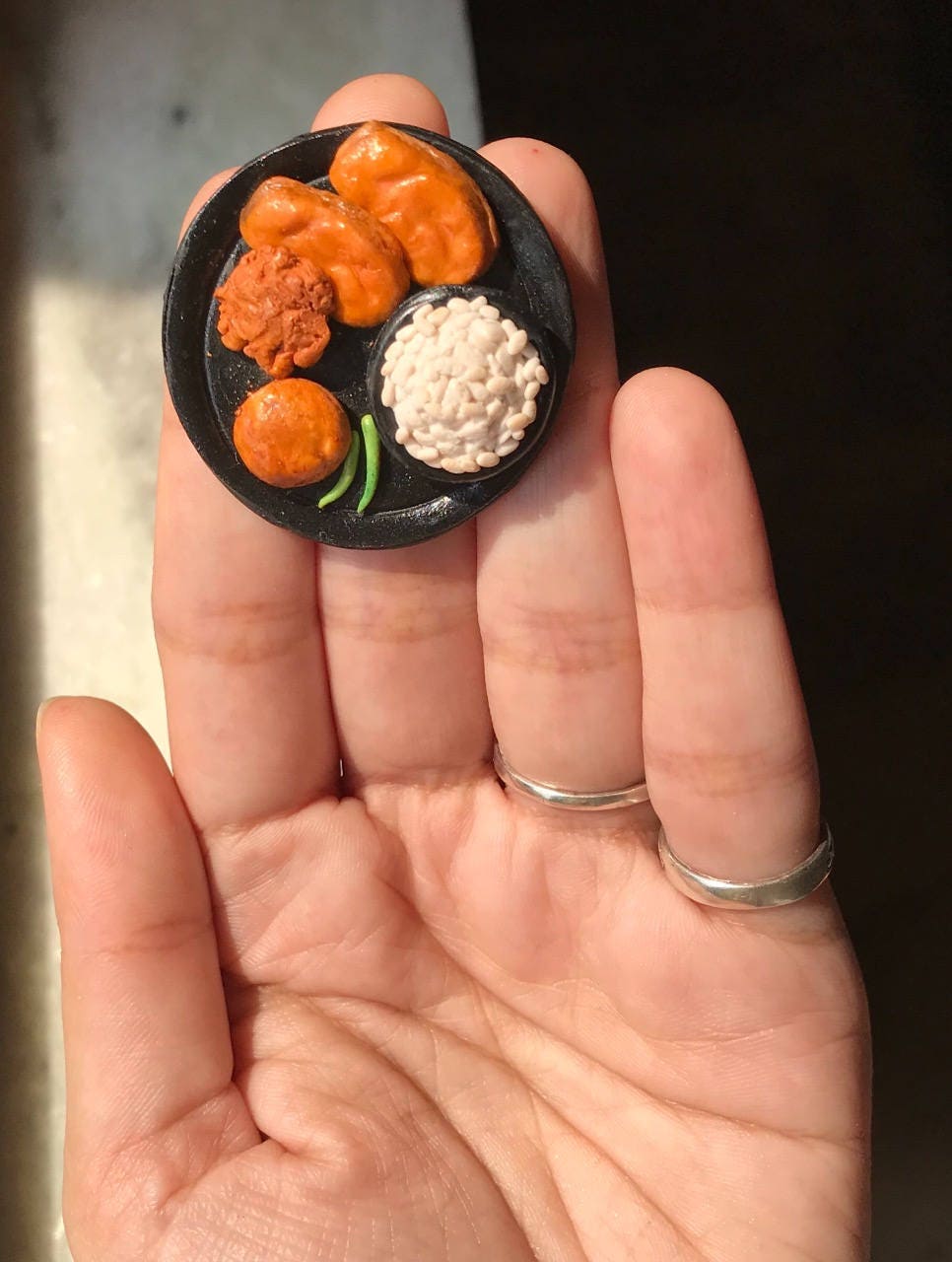 Indian Food Miniature Fridge Magnet, Dollhouse food, Miniature Telebhaja and Muri, 1:12 Scale
