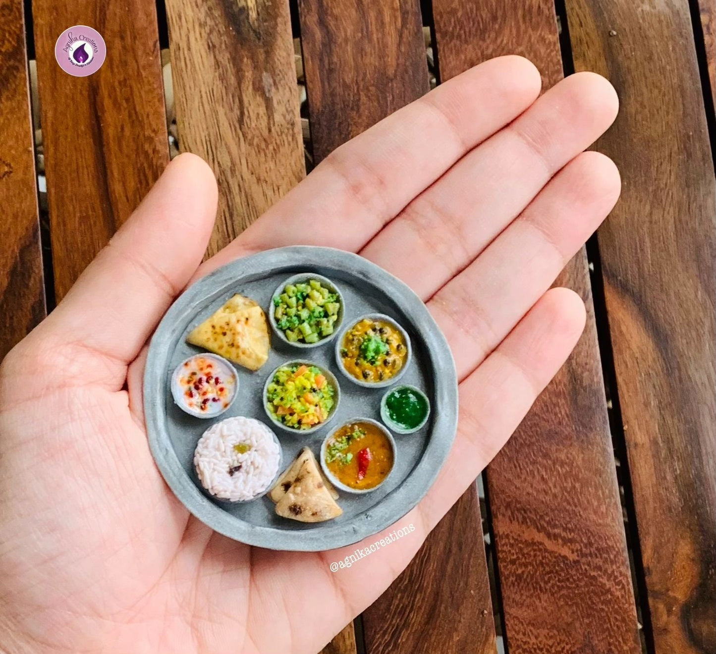 Indian Food Miniature Fridge Magnet, Dollhouse food, Gujarati Thali Miniature, 1:12 Scale, Platter, Desi Thali, Indian Cuisine