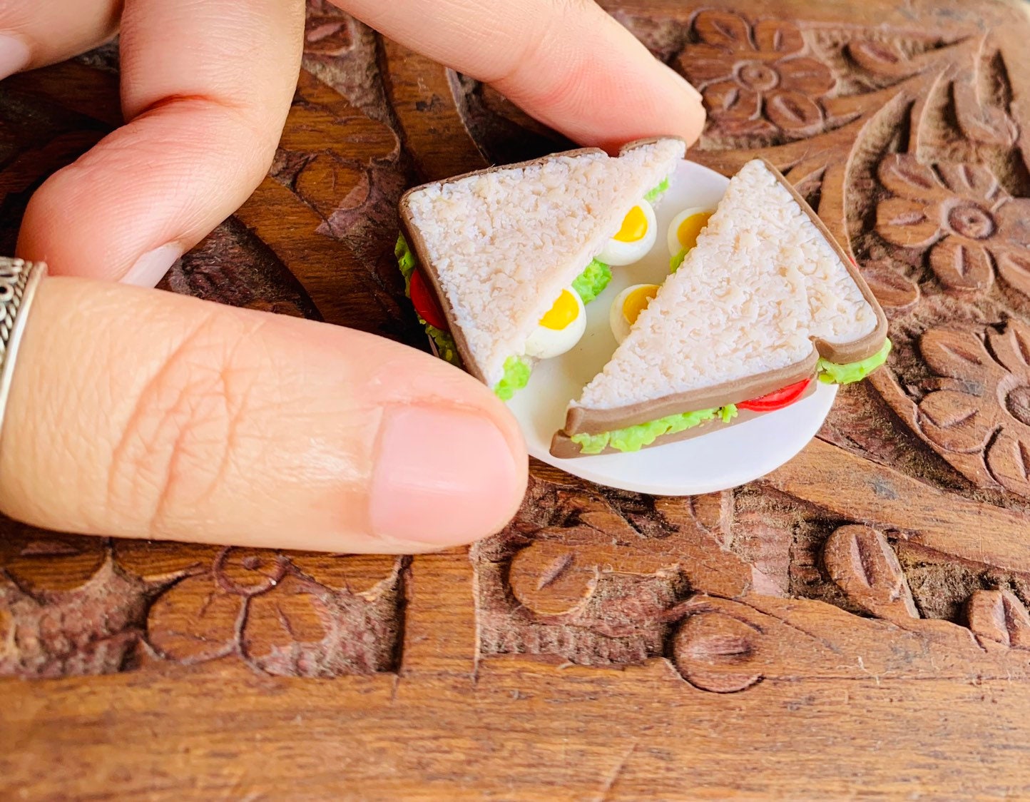 Miniature Egg Sandwich, Food Magnet, Refrigerator Magnet, Kitchen Magnet, Small Food Magnet, Cute Clay Magnet