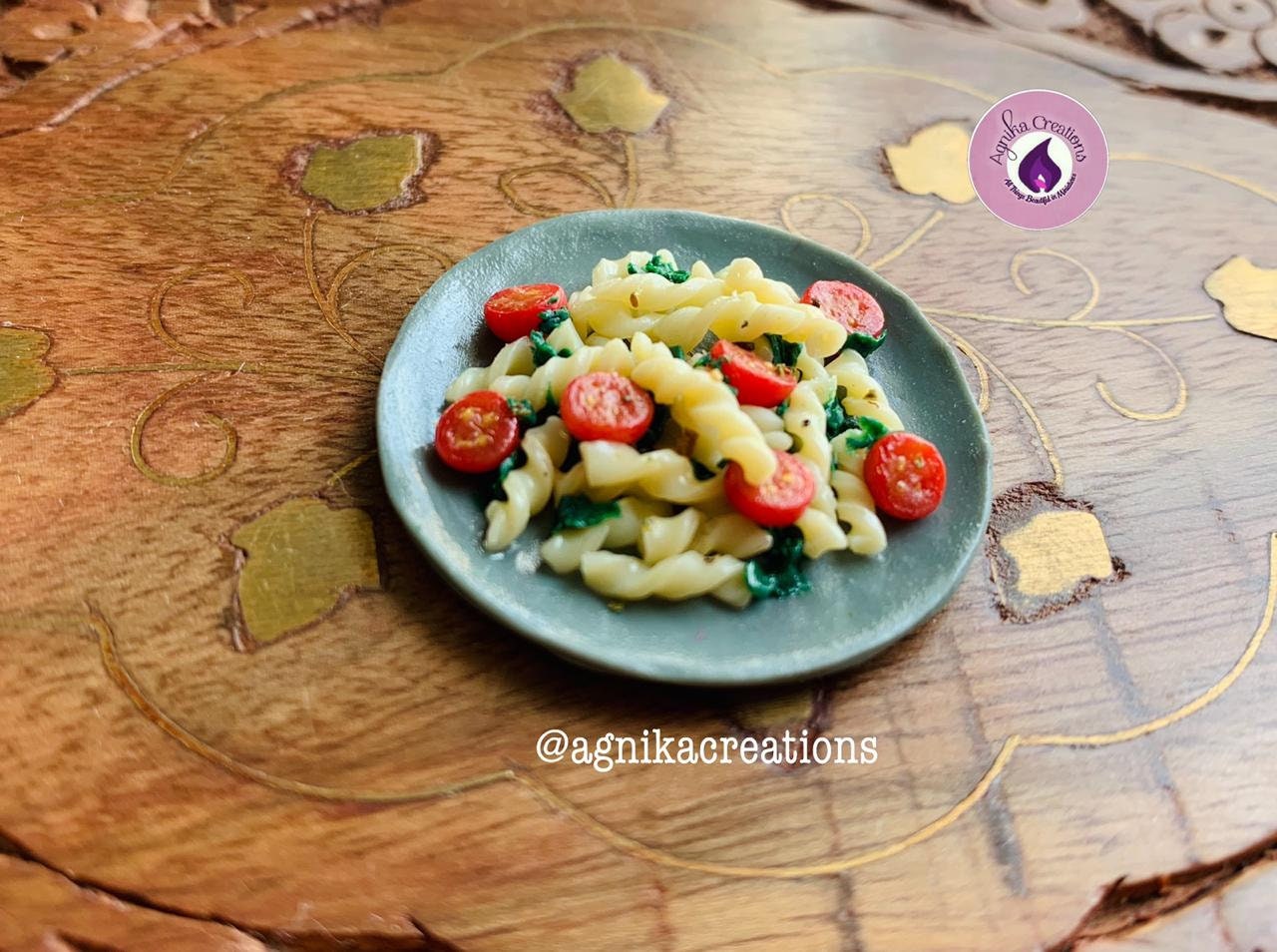 Handmade Food Fridge Magnet, Dollhouse Food, Miniature Pasta Dish, 1:12 Scale
