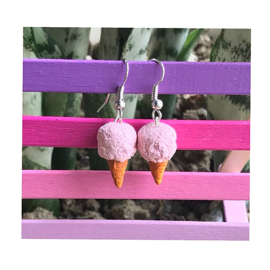 Strawberry Ice-cream Earrings, Miniature Food Jewellery, Dessert Earrings, Ice-cream Earrings, Ice-cream Jewellery